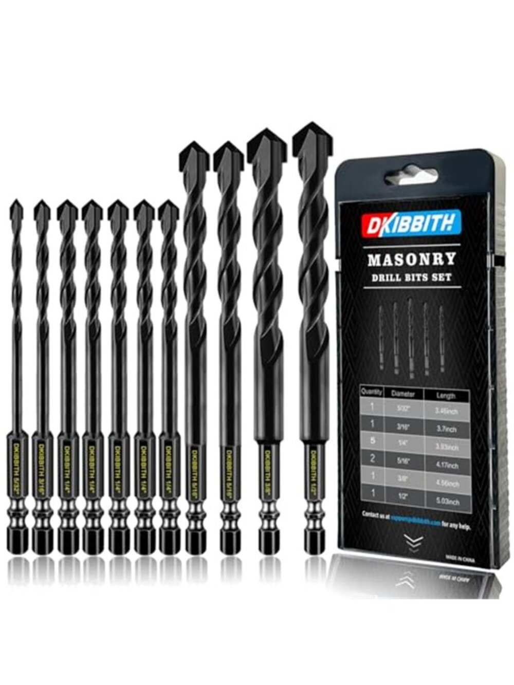 New 11-pc Masonry Drill Bits Carbide Concrete Drill Bit Set for Stone Tile Brick